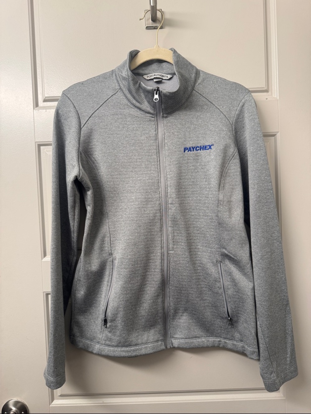 Port Authority Heather Gray Full-Zip Utility Jacket with Blue Logo